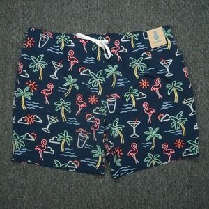 Chubbies Swim Trunks 3XL Blue Neon Lights Tropical Lined Shorts‎ 7"